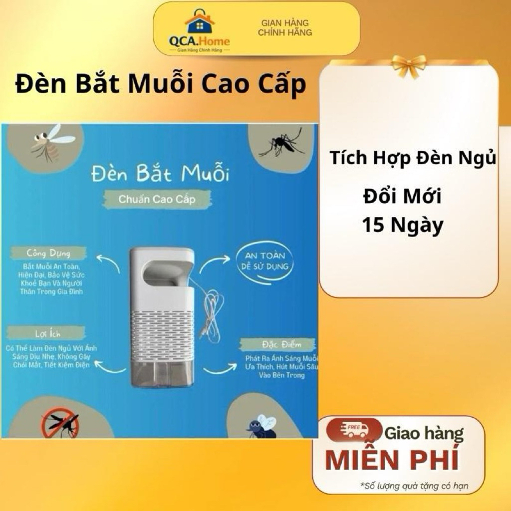 ( Hot Free Ship ✈️✈️)Đèn bắt muỗi thông minh kiêm đèn ngủ có cổng sạc USB Máy Đuổi Muỗi Máy Bắt Muỗi