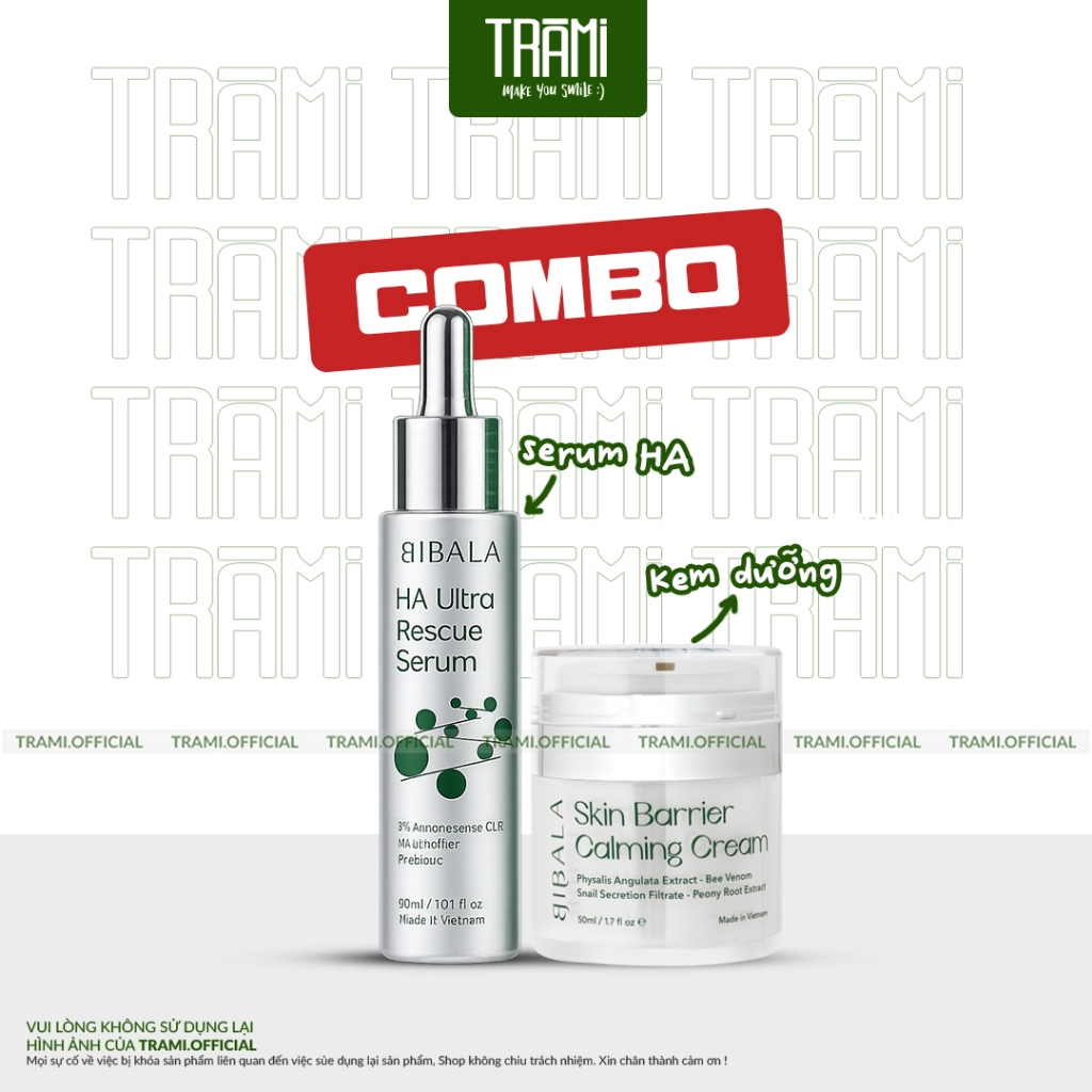 [COMBO] Serum Bibala HA Ultra Rescue + Kem Dưỡng Phục Hồi Bibala, Bộ Đôi Cấp Ẩm & Hỗ Trợ Phục Hồi Da