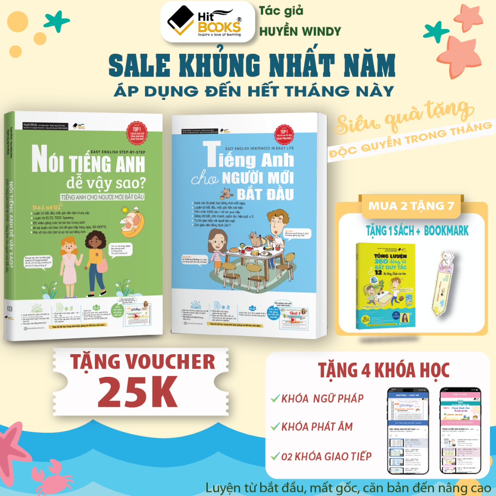 COMBO 2 Sách Nói Tiếng Anh Dễ Vậy Sao & TA Dành Cho Người Mời Bắt Đầu - Tặng khóa học HITBOOKS - Tác