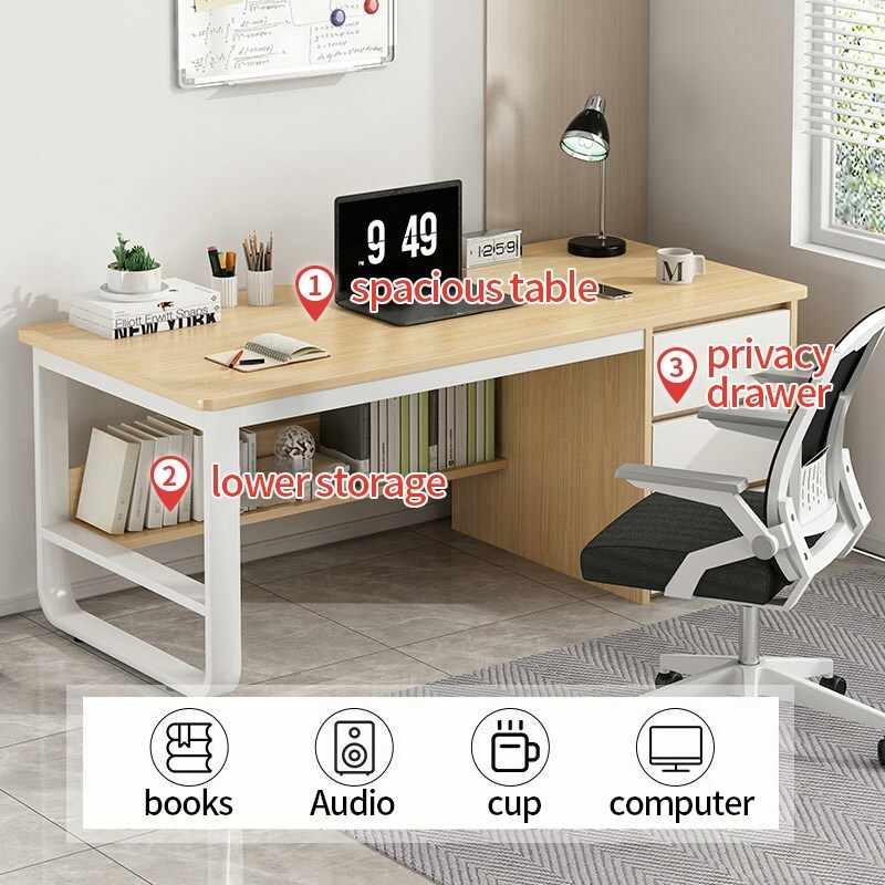 【Hà Nội giao nhanh】Bàn Làm Việc Máy Tính Bàn Học Sinh Bàn Văn Phòng Tại Nhà Có Ngăn Kéo Khung Chắc Thước Lớn