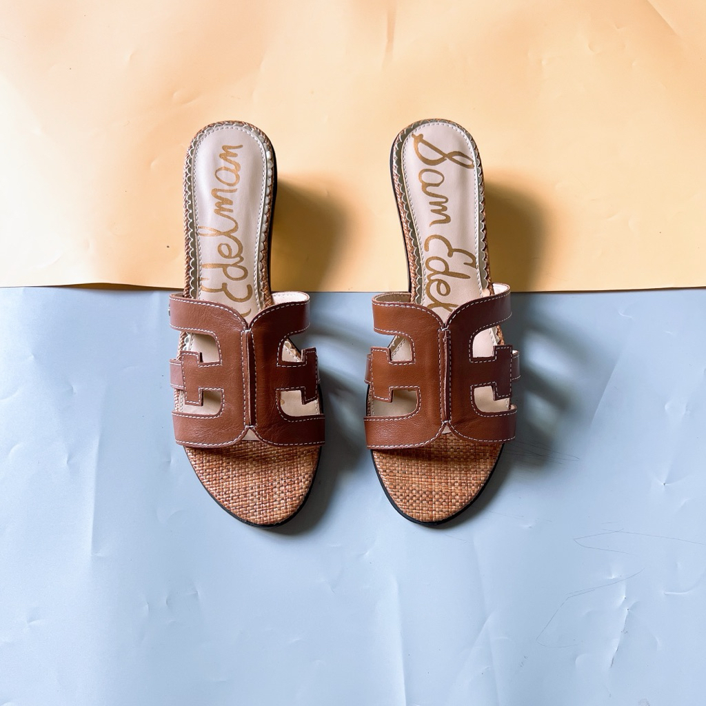 Dép Sam Edelman quai da thật gót 5p
