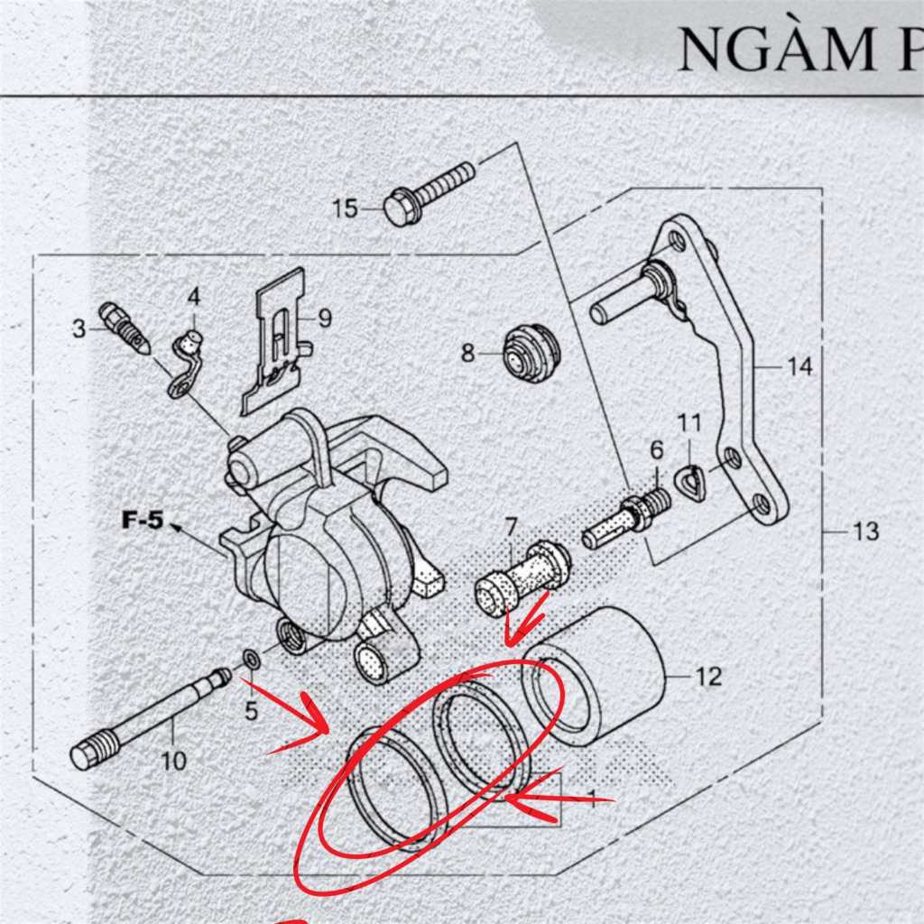 Bộ gioăng piston ngàm phanh ( 1 piston ) wave 110, future 125( 06451961405 )