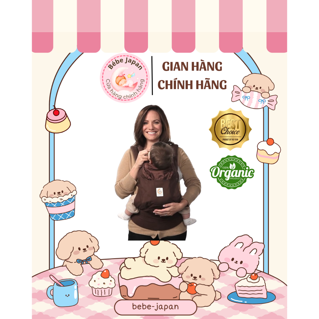 Ergobaby Organic – Địu Em Bé 100% Cotton Hữu Cơ – Chuẩn Ergonomic – Tải Trọng 20kg