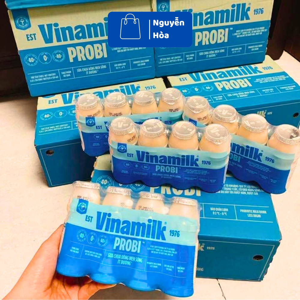 [THÙNG 24 CHAI] Sữa Chua Uống Men Sống Vinamilk Probi Ít Đường 130ml - GIẢM 40% ĐƯỜNG, Tăng Sức Đề K