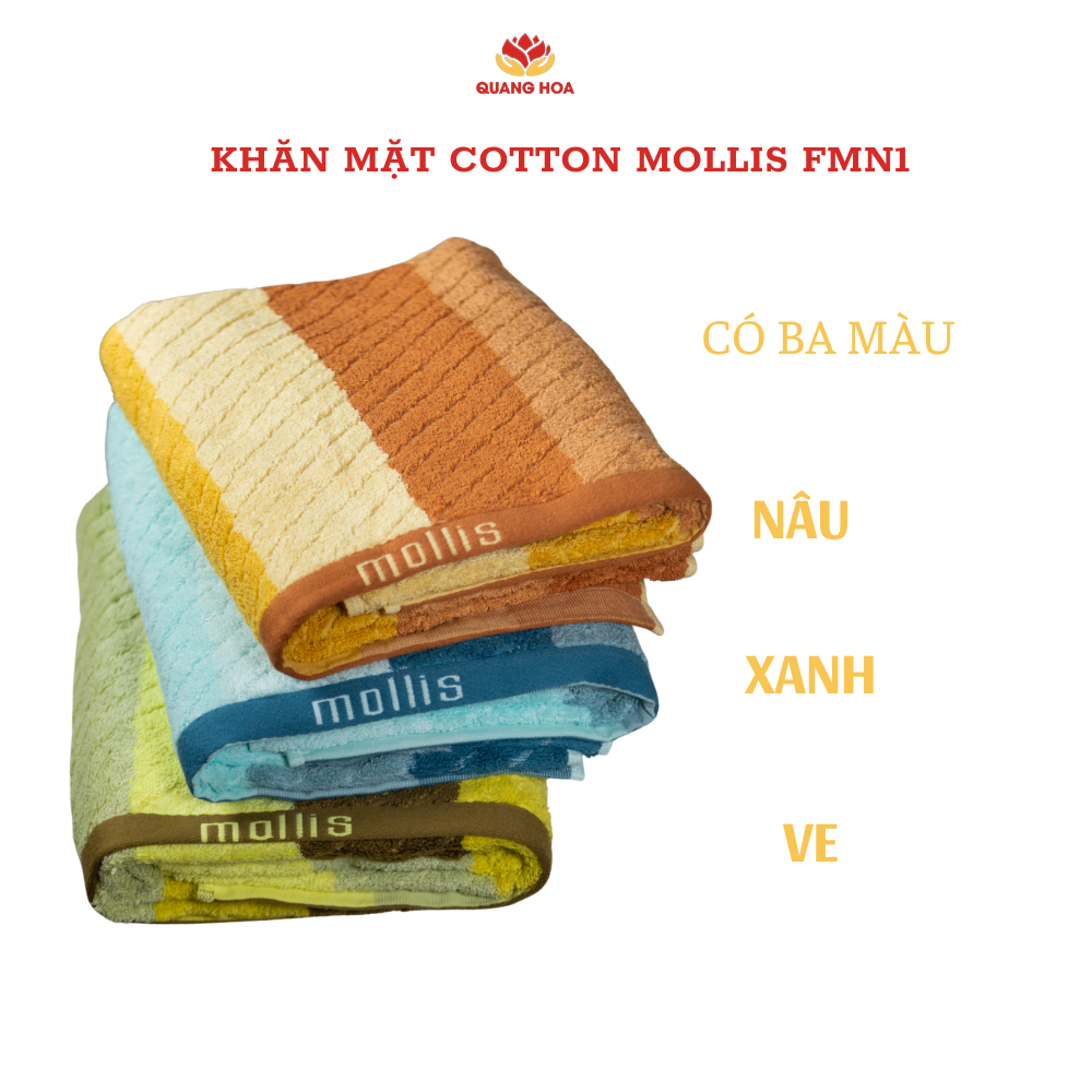 Khăn mặt cotton cao cấp mollis FMN1 kích thướt 40 x78 cm