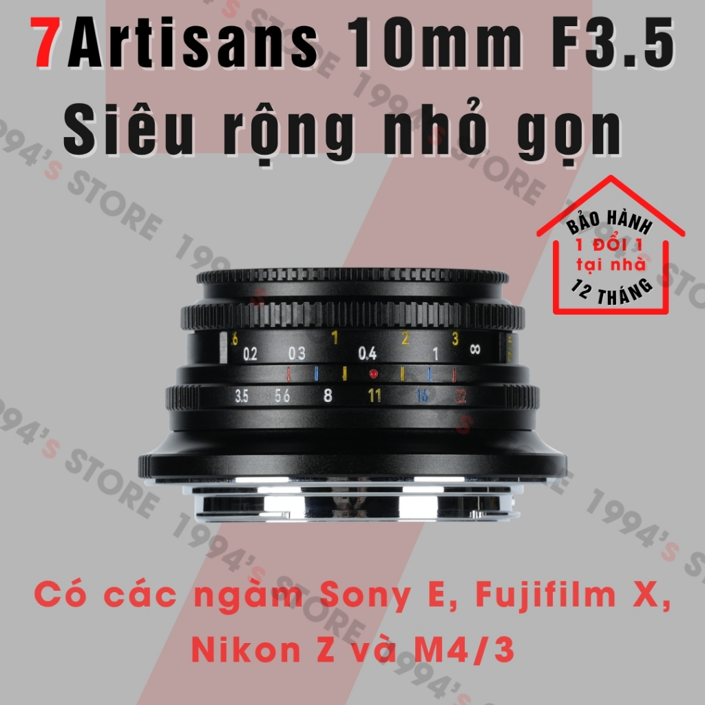 Ống kính 7Artisans 10mm F3.5 Pancake siêu rộng - Lens siêu rộng nhỏ gọn cho Sony E, Nikon Z, Fujifil