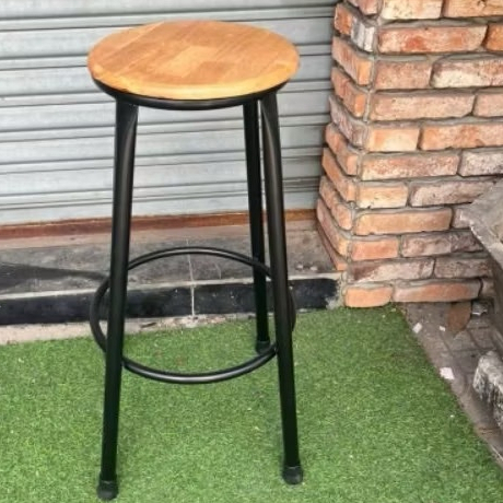 Ghế Quầy Bar Chân Sắt Mặt Gỗ Cao Cấp - Ghế Bar Cafe, Ban Công Cao 75cm Siêu Chắc Chắn