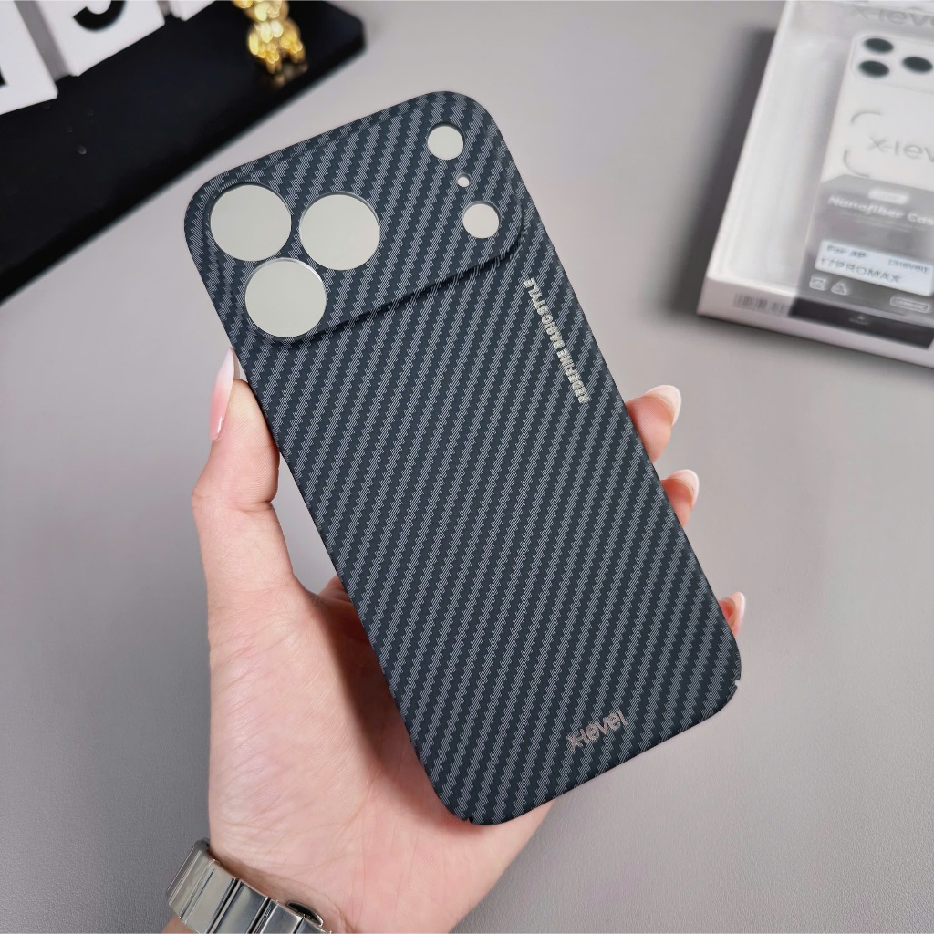 Ốp lưng iphone(11,12,13,14,15)promax X-LEVEL NANO fIBER Chính hãng, mạ Cacbon siêu mỏng nhẹ