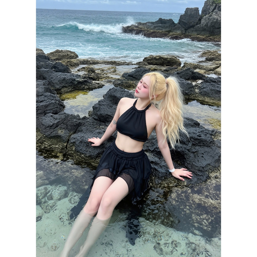 [ BKN 1015 ] Set đi biển CHINFON áo yếm dây đan + phối váy bèo tua rua cao cấp HÀ BIKINI | BigBuy360 - bigbuy360.vn