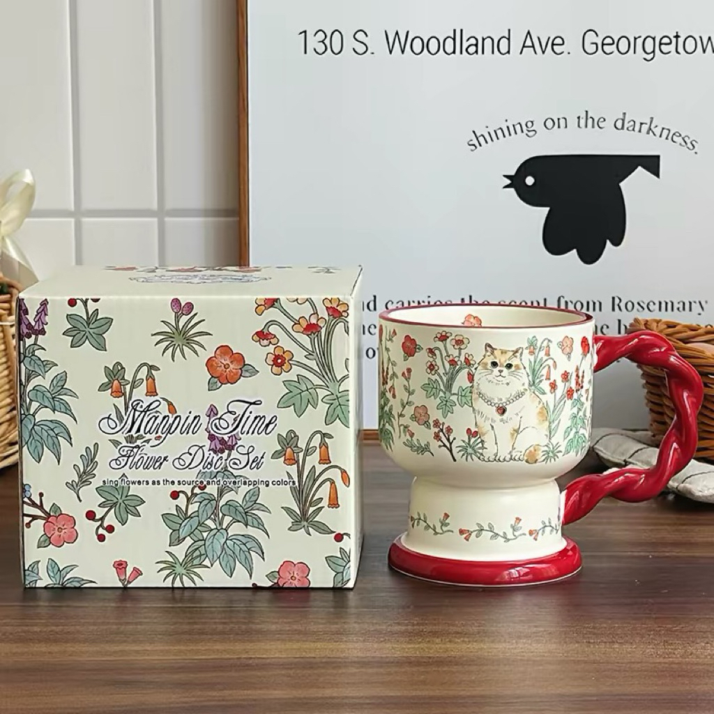 Cốc thỏ và hoa, Ly thỏ và hoa, Ly decor, Cốc Decor