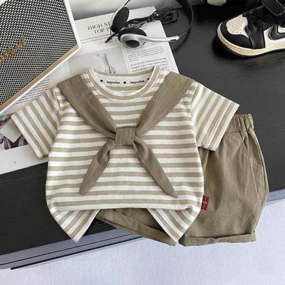Set Áo Thun Tay Ngắn Sọc Ngang Thủy Thủ Quần Đùi Cho Bé Trai 1-5 Tuổi MINTSCLOSET Quảng Châu TN3738