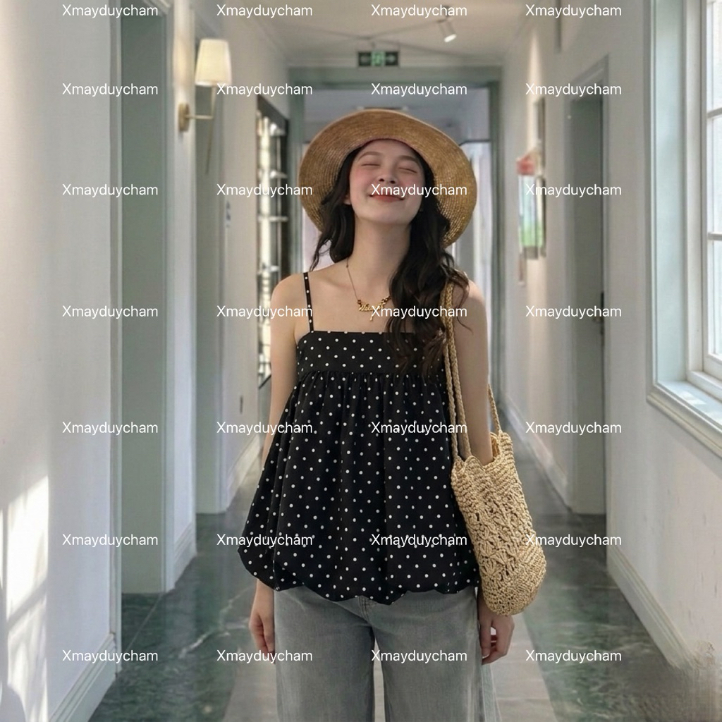 Áo Bí 2 Dây Phồng Có Dây Điều Chỉnh Form Babydoll Rộng Chất Vải Gió Màu Sắc Đa Dạng mùa hè cho nữ m6039 | BigBuy360 - bigbuy360.vn