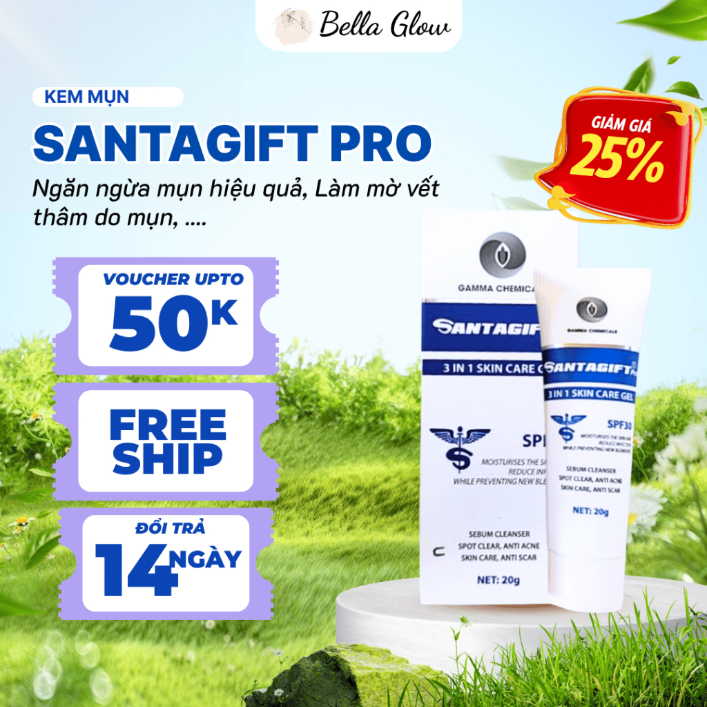 Gel Hỗ Trợ Giảm Mụn Gamma Santagift Pro 20g Giảm Thâm Mụn