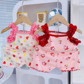 Đồ bộ bé gái 2 dây từ 6 - 15kg vải tăm lạnh mềm, co giãn tốt, màu đẹp, không xù lông