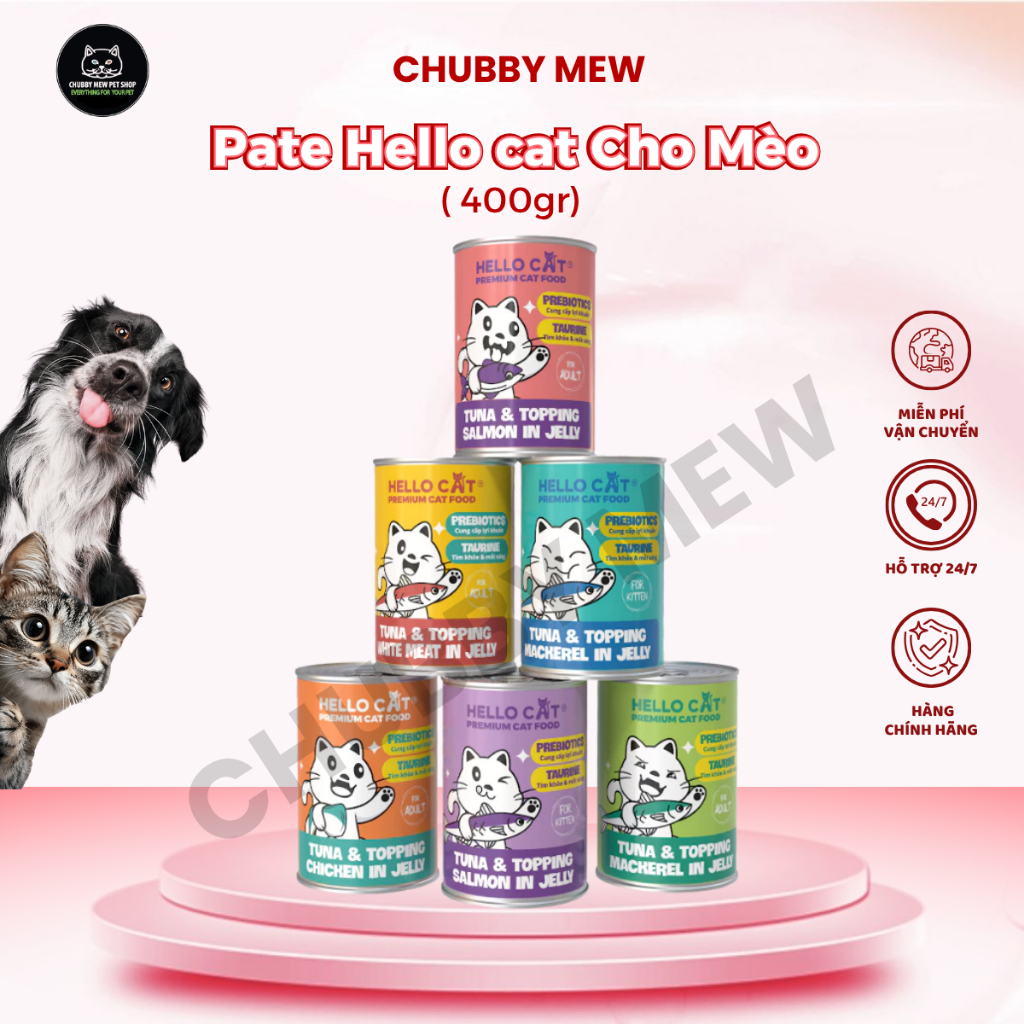 (Pate 400gr) Pate Hello cat Cho Mèo Mọi Lứa Tuổi Trong Thạch Hello Cat Tuna 400gr - ChubbyMew