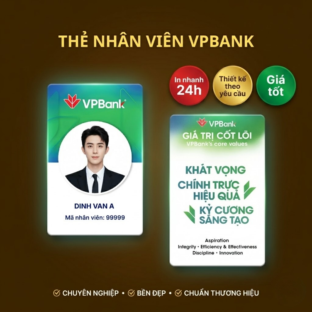 [Mẫu 1] Thẻ Nhân Viên VPBank, In thẻ nhân viên, thiết kế thẻ nhân viên, miễn phí, bền đẹp