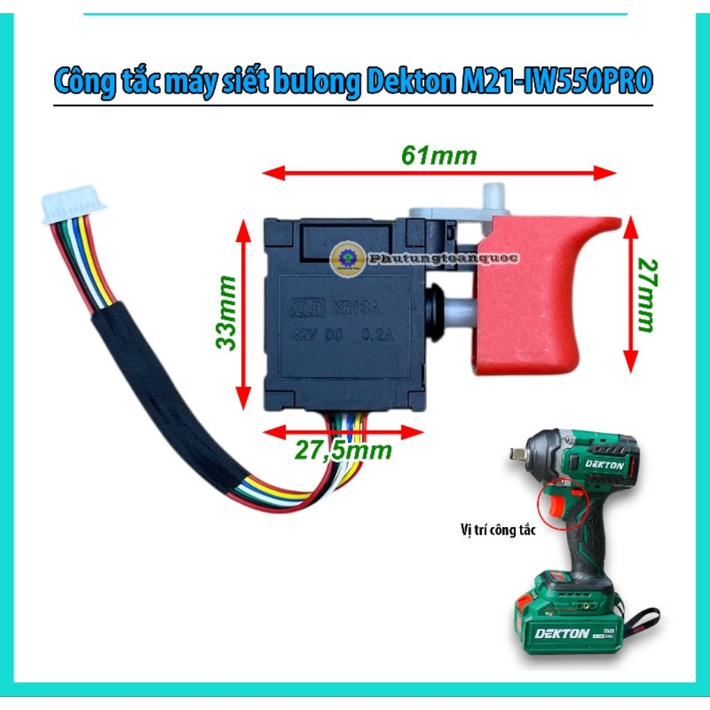 Công Tắc Máy Siết Bulong, Bắn Vít Dekton M21 IW550PRO