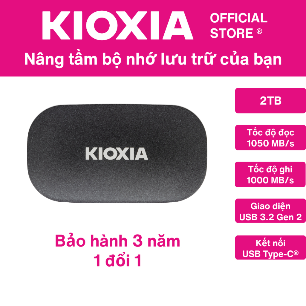Ổ cứng di động SSD KIOXIA EXCERIA PLUS G2 Portable 1TB / 2TB upto 1050Mb/s - Bảo hành 3 năm