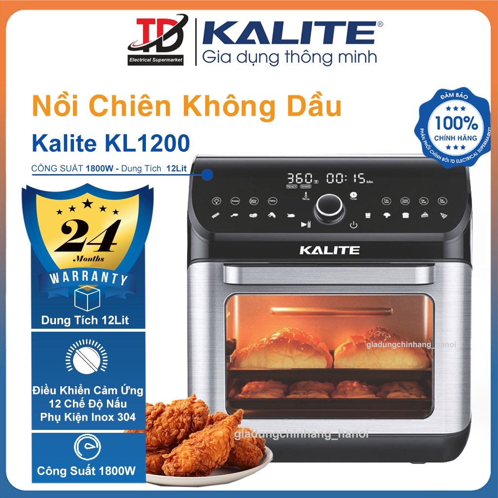 Nồi Chiên Không Dầu Kalite KL1200, Dung Tích 12Lit - 1800W, Bảo Hành Chính Hãng 24 Tháng