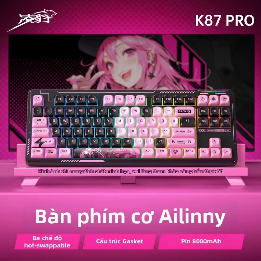 Bàn phím cơ Lingbao K87 Pro pin 10000mah/8000mah