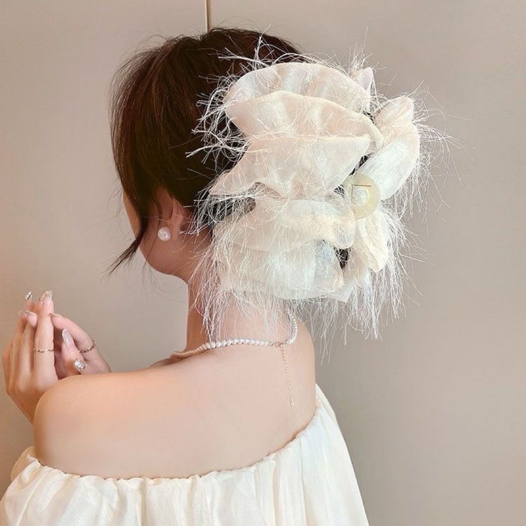 Kẹp càng cua tiểu thư nơ bồng tua dua,kẹp càng cua size đại, phụ kiện tóc xinh