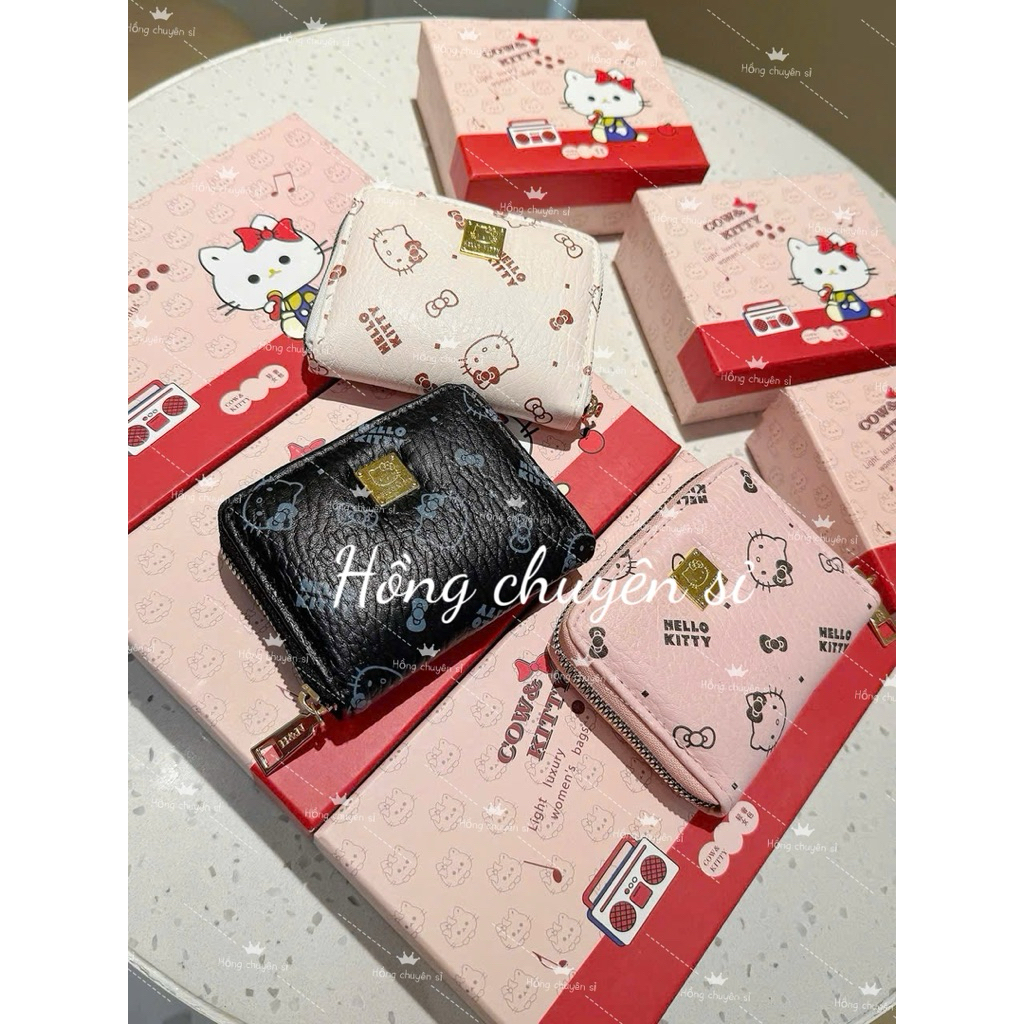 Ví Hello Kitty Nữ Khóa Kéo Dễ Thương – Ví Cầm Tay Mini Nhiều Ngăn, Ví Kitty Da Mềm Cao Cấp