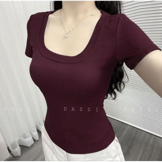 Áo Thun, áo phông  Cổ Vuông Ôm Body Tôn dáng, dễ phối đồ