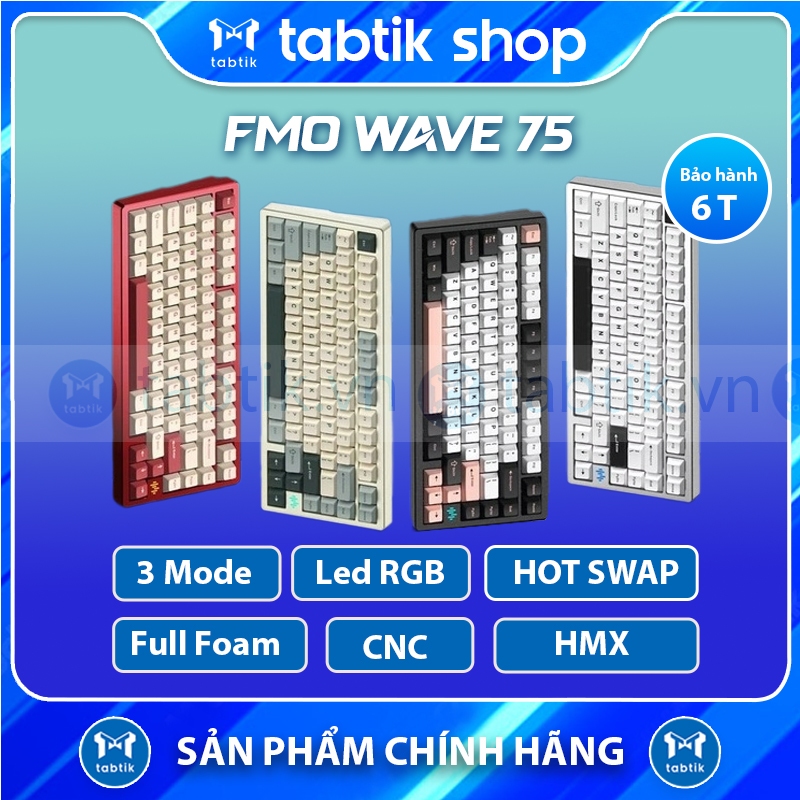 [HỎA TỐC] Bàn phím cơ không dây PMO Wave75 | RAINY 75  (3 Mode | Nhôm CNC | Keycap PBT | Led RGB)