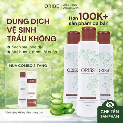 Dung dịch vệ sinh phụ nữ Oriss trầu không khử mùi ngừa ngứa kháng khuẩn cân bằng pH 5.5 dịu nhẹ 150ml