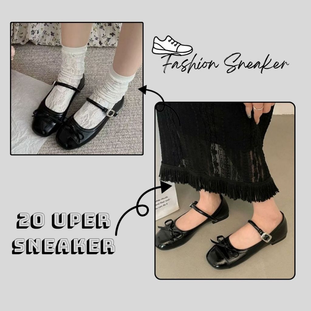 Giày Búp Bê Lolita Nữ, Giày Nữ Lolita Quai Tròn Ngang Phối Nơ Đi Học Chơi Chuẩn Gu Màu Đen N31 || 20