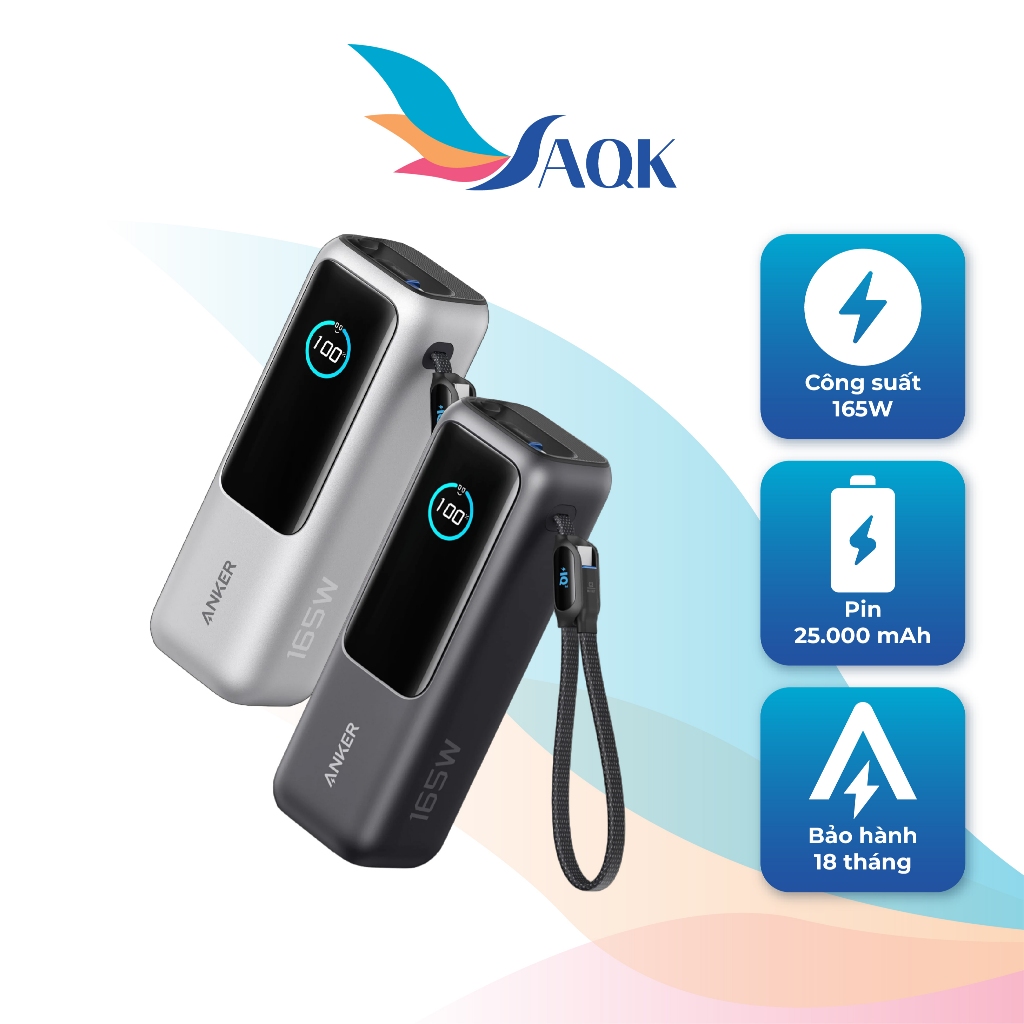Sạc dự phòng Anker Zolo Power Bank High-Power Multi Device USB-C 165W 25000mAh A1695 - Hàng chính hã