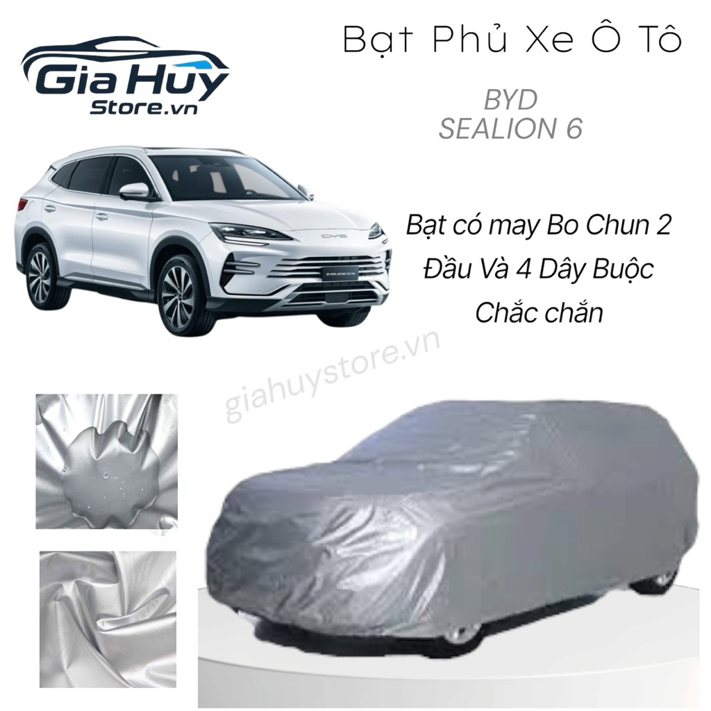 Bạt Phủ Xe Ô Tô BYD Sealion 6 Vải Dù Tráng Bạc Chống Mưa, Nắng Tốt Kèm Hộp Đựng - Bạt Trùm Xe Ô Tô B