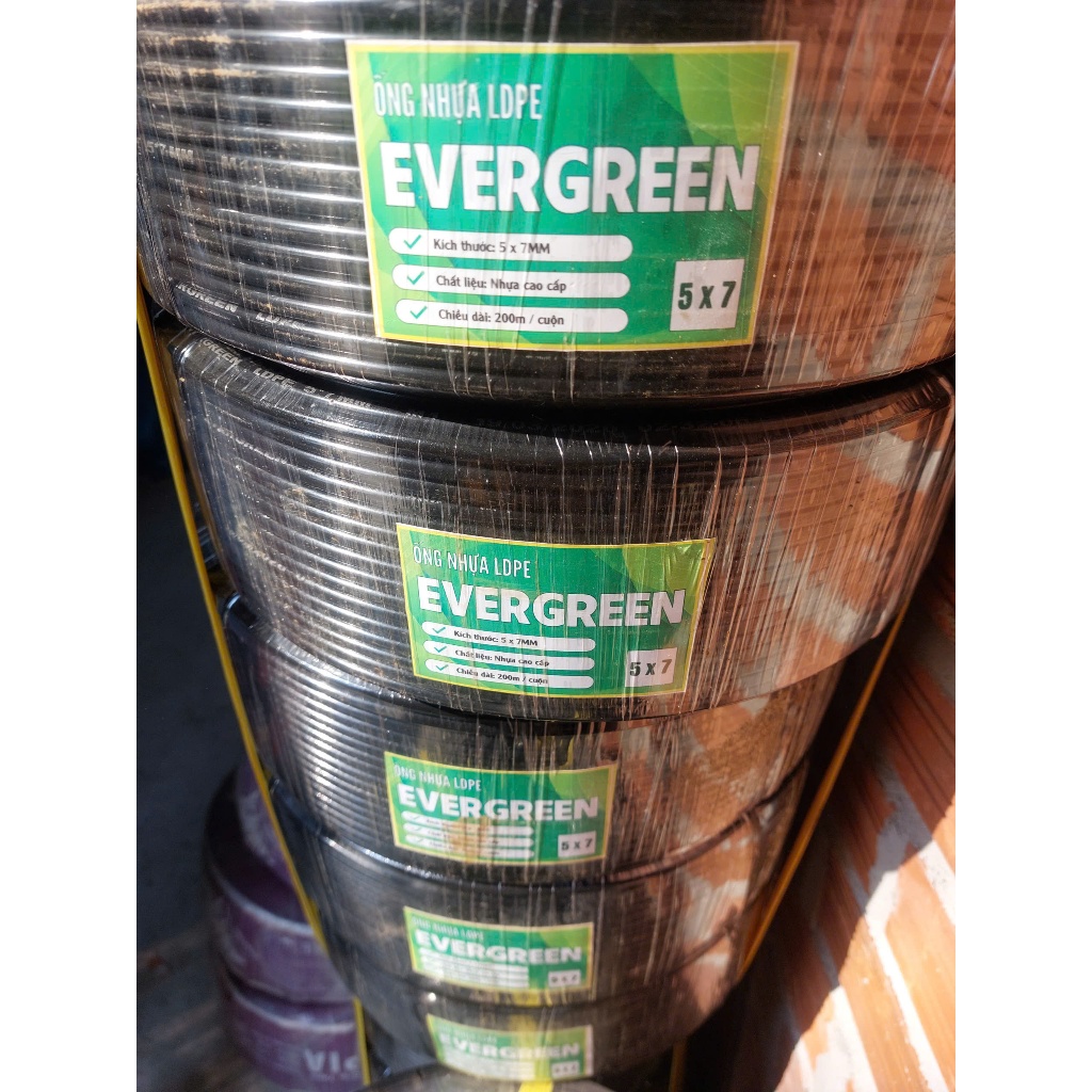 Cuộn 200m Ống dây PE/LDPE 6mm, 5x7mm, cứng dẻo - dây 6 li loại tốt ( GIÁ SỈ CHO CUỘN 200M)