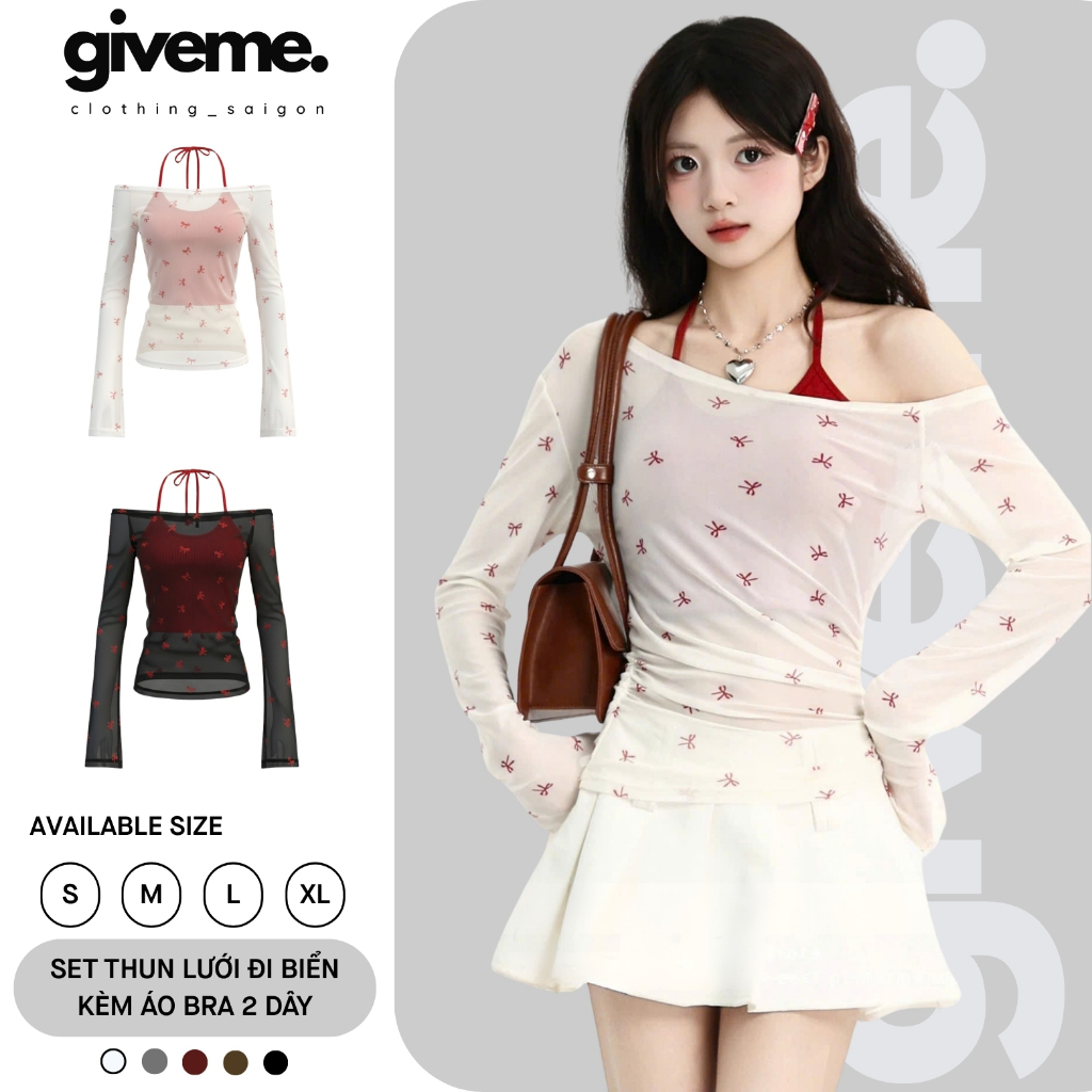 (SET 2 MÓN) Áo Thun Dài Tay Hai Mảnh Lệch Vai Dành Cho Nữ Mùa Hè Nơ, Hoạ Tiết Ngôi Sao In Hình Giveme.clothing_saigon | BigBuy360 - bigbuy360.vn