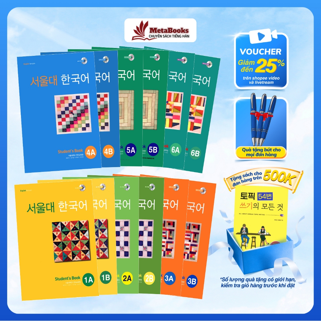 Combo Full Bộ Giáo Trình Tiếng Hàn Seoul Từ 1A đến 6B - Metabooks Store