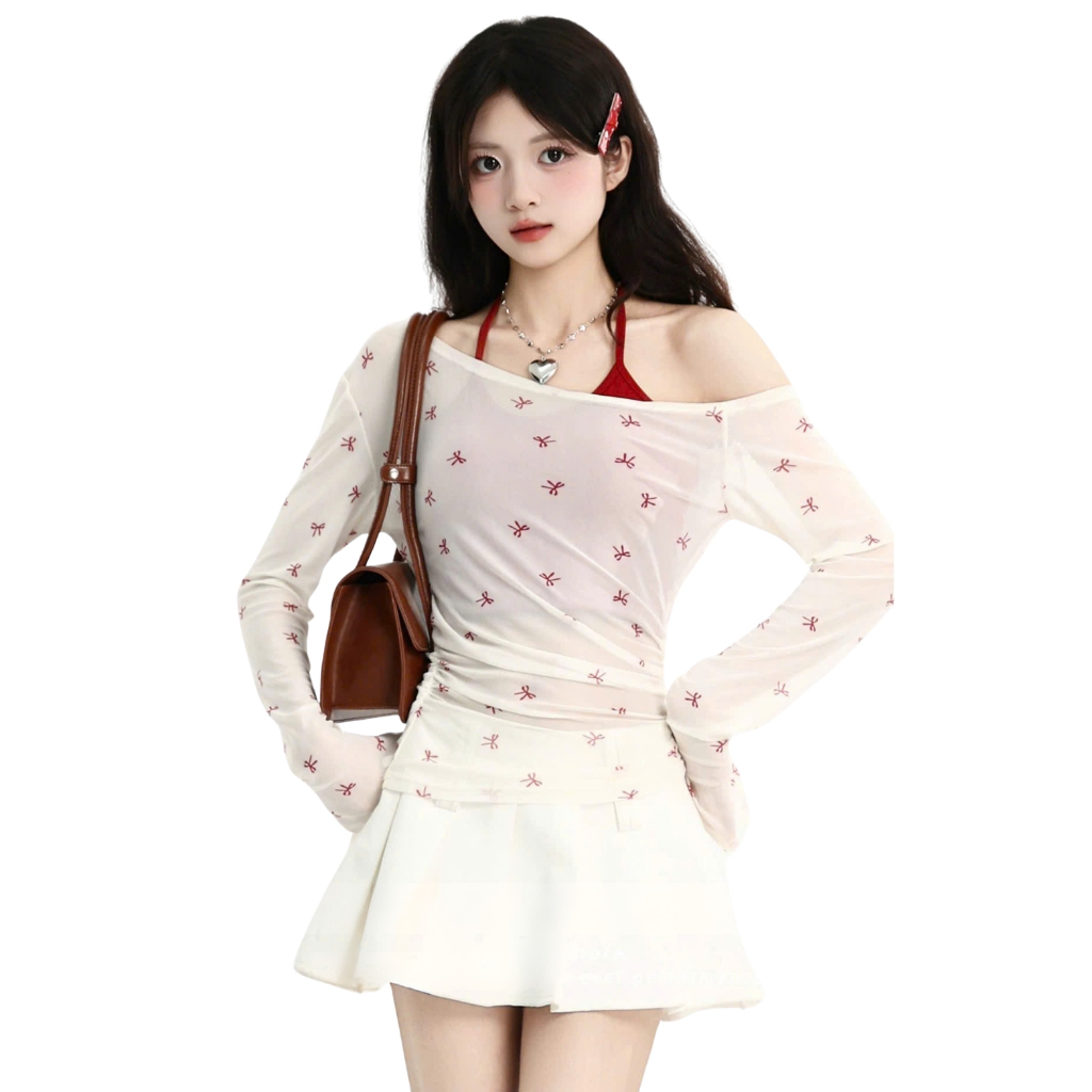 (SET 2 MÓN) Áo Thun Dài Tay Hai Mảnh Lệch Vai Dành Cho Nữ Mùa Hè Nơ, Hoạ Tiết Ngôi Sao In Hình Giveme.clothing_saigon | BigBuy360 - bigbuy360.vn