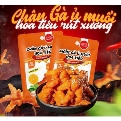 Combo 30 Chân gà rút xương ủ Muối Hoa tiêu Làng An,đồ ăn vặt chân gà rút xương tê cay gói 30gr,Chân 
