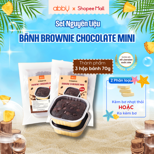 [ABBY] Set nguyên liệu làm bánh Brownie Chocolate Mini - Thành phẩm 210g - Set làm bánh đậm vị socol