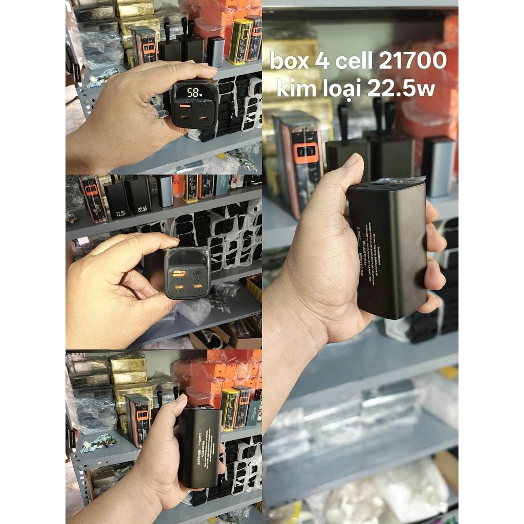 Box 4 Cell 21700 DIY 22.5w Không Pin