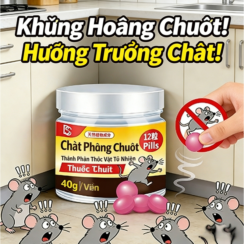 M1T1 viên đuổi chuột - thuốc diệt chuột 12 viên hiệu quả nhanh, chuột hoảng loạn bỏ chạy