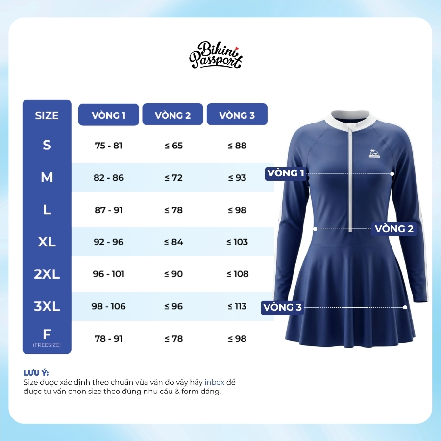 Bộ bơi một mảnh nữ tay dài thể thao,  kín đáo, chống nắng - bảo vệ da - Bikini Passport - BS1007_NV | BigBuy360 - bigbuy360.vn