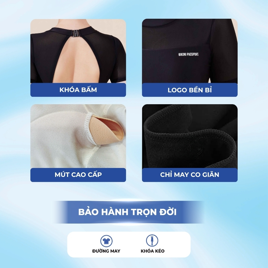 Đồ bơi một mảnh nữ phối lưới kín đáo thời thượng đi dã ngoại - Bikini Passport - BS1020_BL | BigBuy360 - bigbuy360.vn