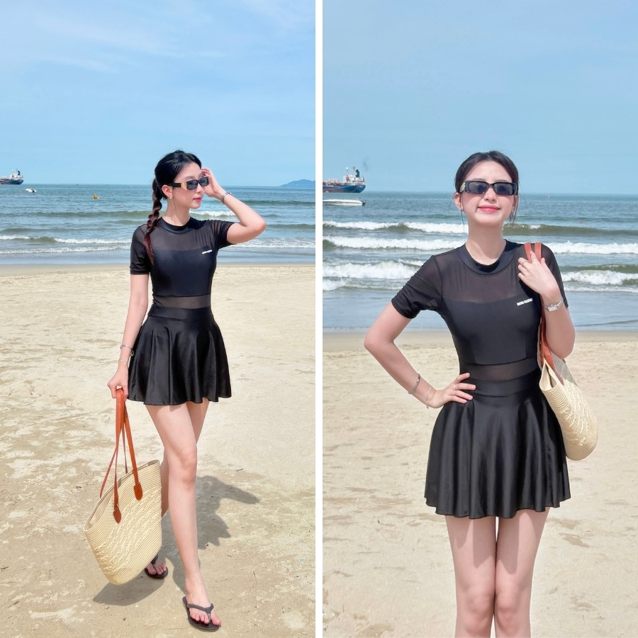 Đồ bơi một mảnh nữ phối lưới kín đáo thời thượng đi dã ngoại - Bikini Passport - BS1020_BL | BigBuy360 - bigbuy360.vn