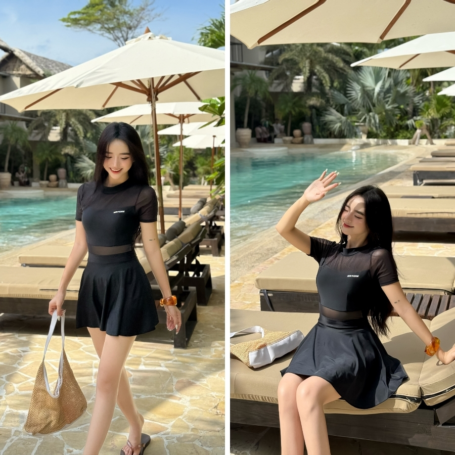 Đồ bơi một mảnh nữ phối lưới kín đáo thời thượng đi dã ngoại - Bikini Passport - BS1020_BL | BigBuy360 - bigbuy360.vn