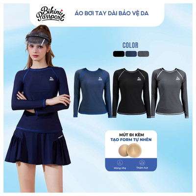 Áo bơi kín nữ tay dài bigsize bảo vệ da đi biển - Bikini Passport - BSV1004_NV