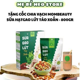 Sữa hạt gạo lứt Mombeauty 800gr ngũ cốc dinh dưỡng dễ uống hỗ trợ giảm cân tặng cốc chia vạch