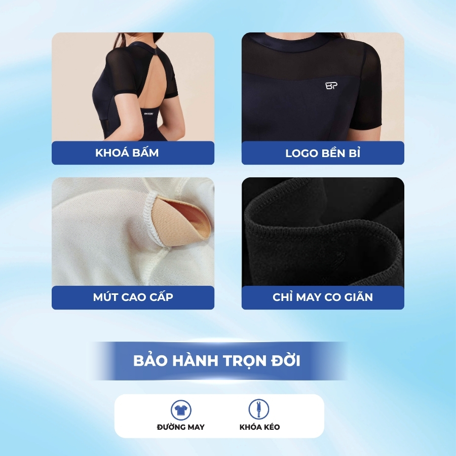 Bộ bơi nữ liền thân tay ngắn kín đáo, năng động, tôn dáng đi biển  - Bikini Passport - BS412_BL | BigBuy360 - bigbuy360.vn