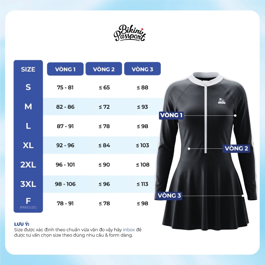 Đồ bơi một mảnh nữ có bigsize kín đáo chống UV đi du lịch - Bikini Passport - BS1007_BL | BigBuy360 - bigbuy360.vn