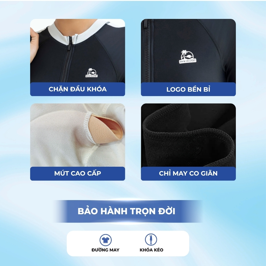 Đồ bơi một mảnh nữ có bigsize kín đáo chống UV đi du lịch - Bikini Passport - BS1007_BL | BigBuy360 - bigbuy360.vn