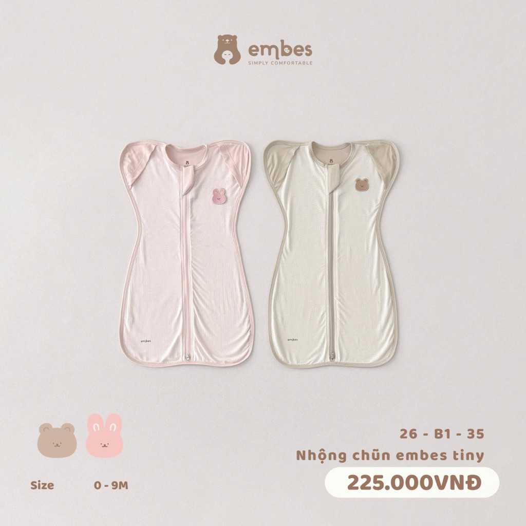 [EMBES] Nhộng Chũn Sơ Sinh Embes, Nhộng Chũn Thông Hơi Chất Cotton Mềm Giúp Cho Bé Ngủ Ngon Size Từ 